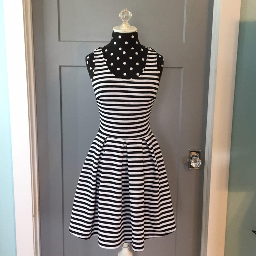 Black and white striped dress